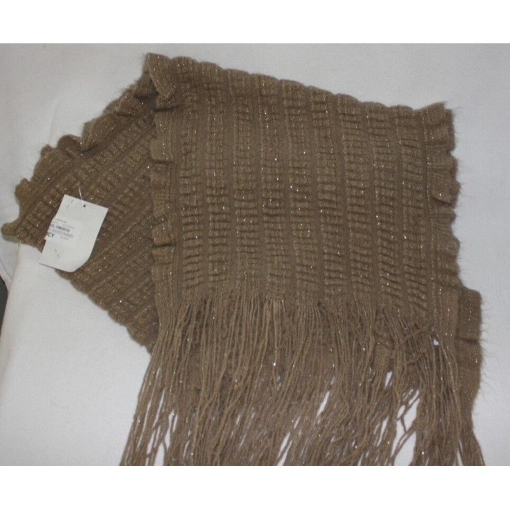 Nine West Fringed Neck Scarf Color Oatmeal Metallic